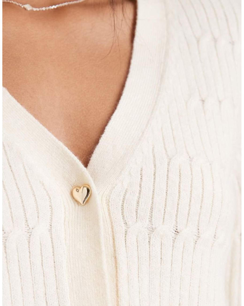 ONLY White V-Neck Knitted Cardigan