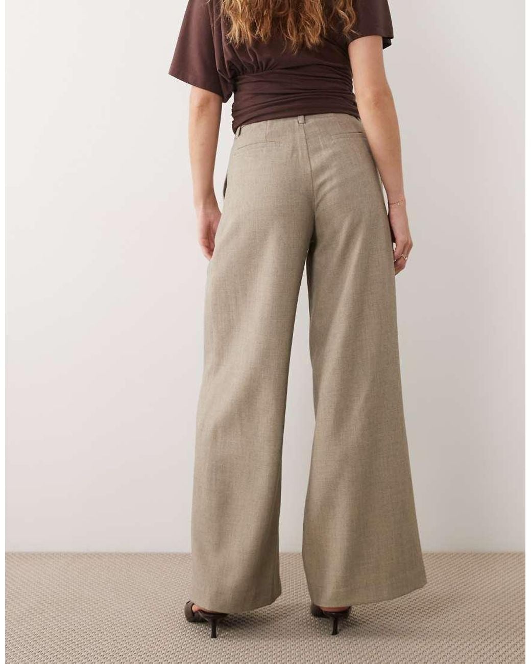 4th & Reckless Brown Tailored Belted Pleat Front Wide Leg Pants