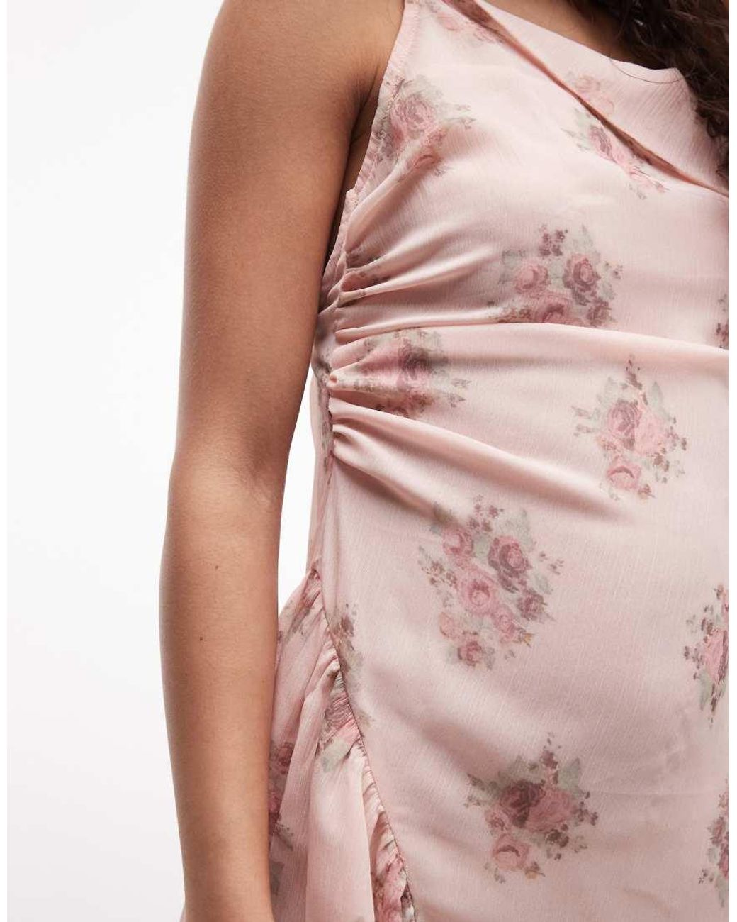 Monki Pink Asymmetric Ruffle Mini Dress