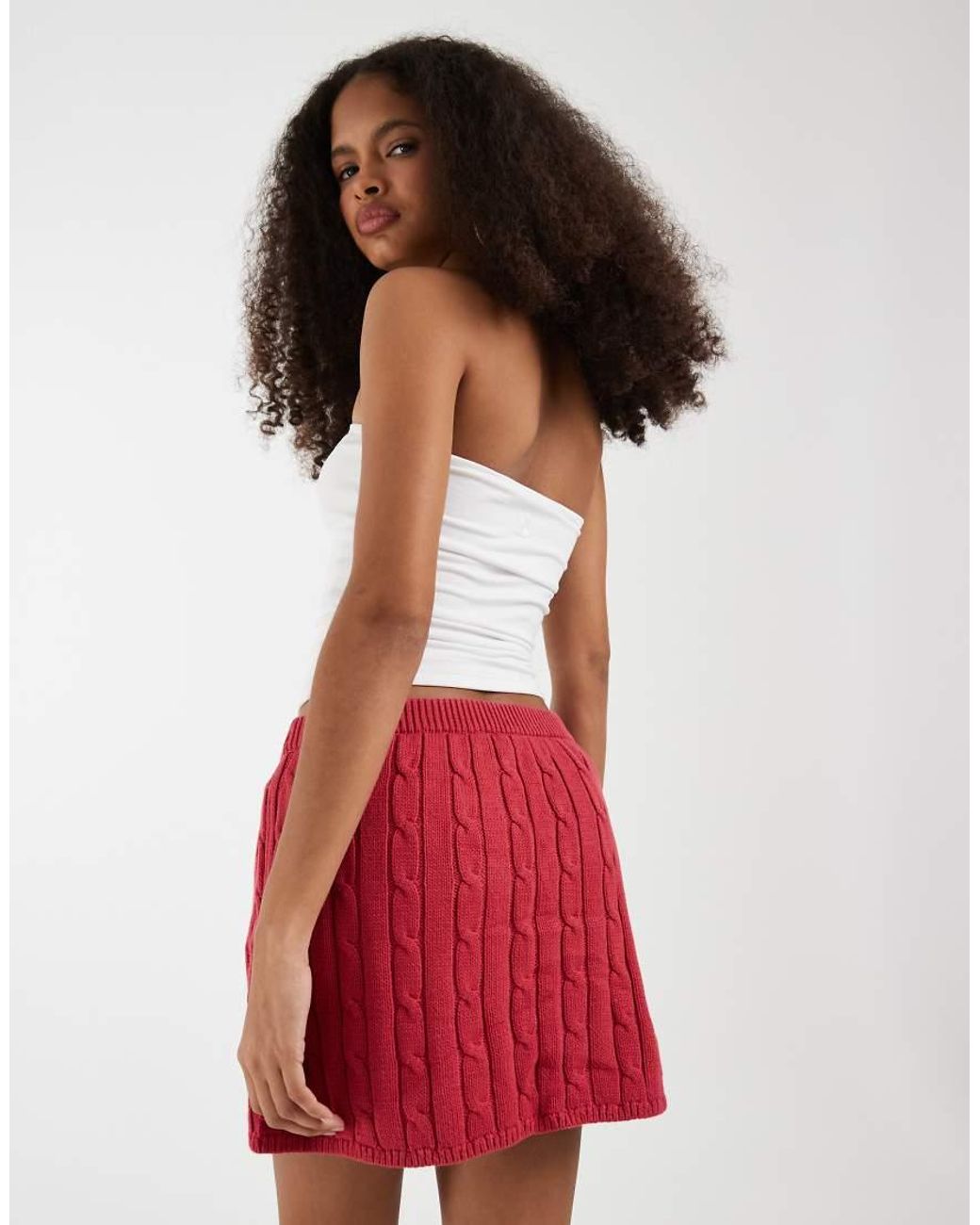 Gap Red Cotton Cable Knit Mini Skirt