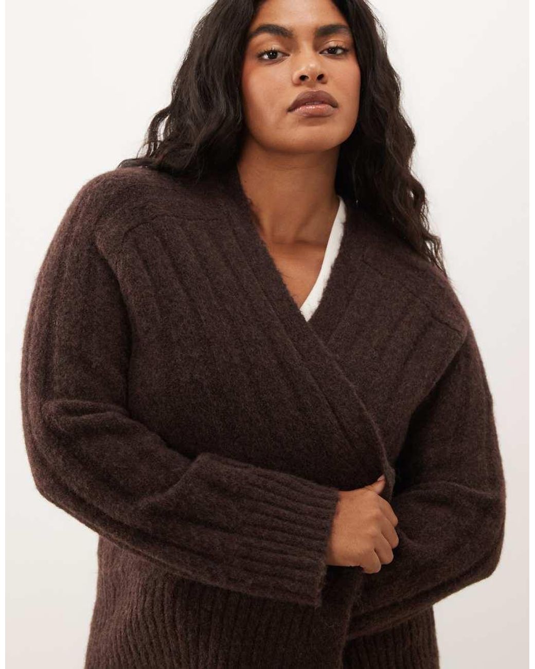 ASOS Brown Asos Design Curve Edge To Edge Cardigan