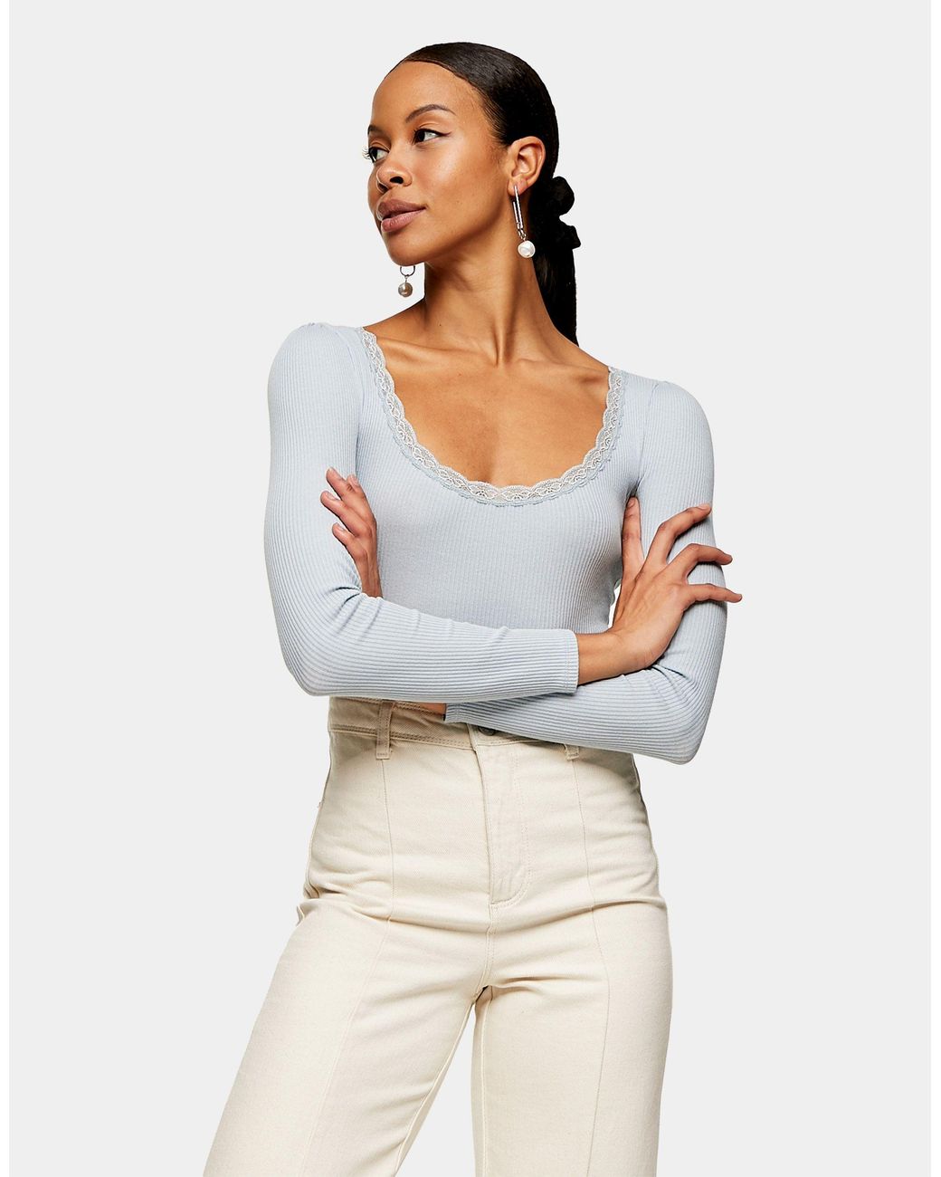 topshop lace long sleeve top