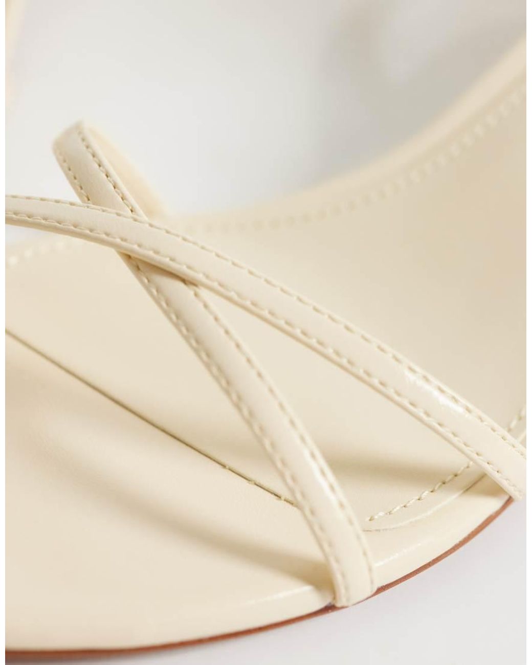 Mango White Strappy Kitten Heeled Sandal
