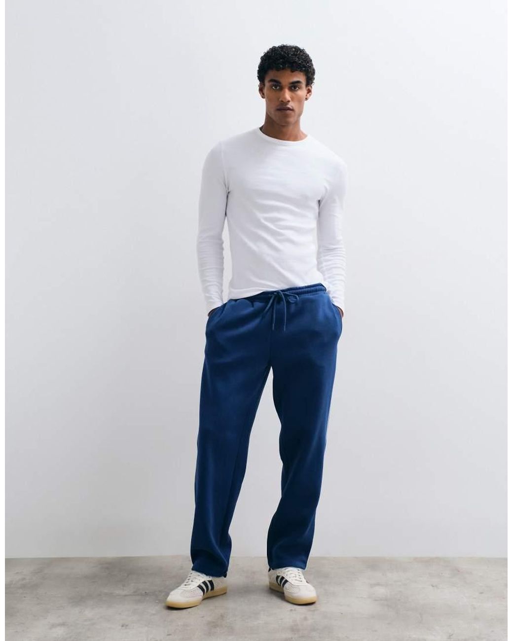 ASOS Blue Straight Leg jogger With Piping for men