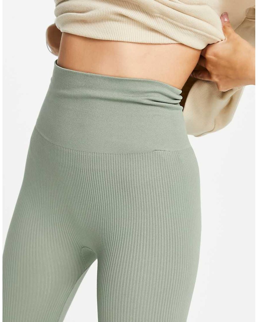 Stradivarius Green Petite Seamless Ribbed leggings