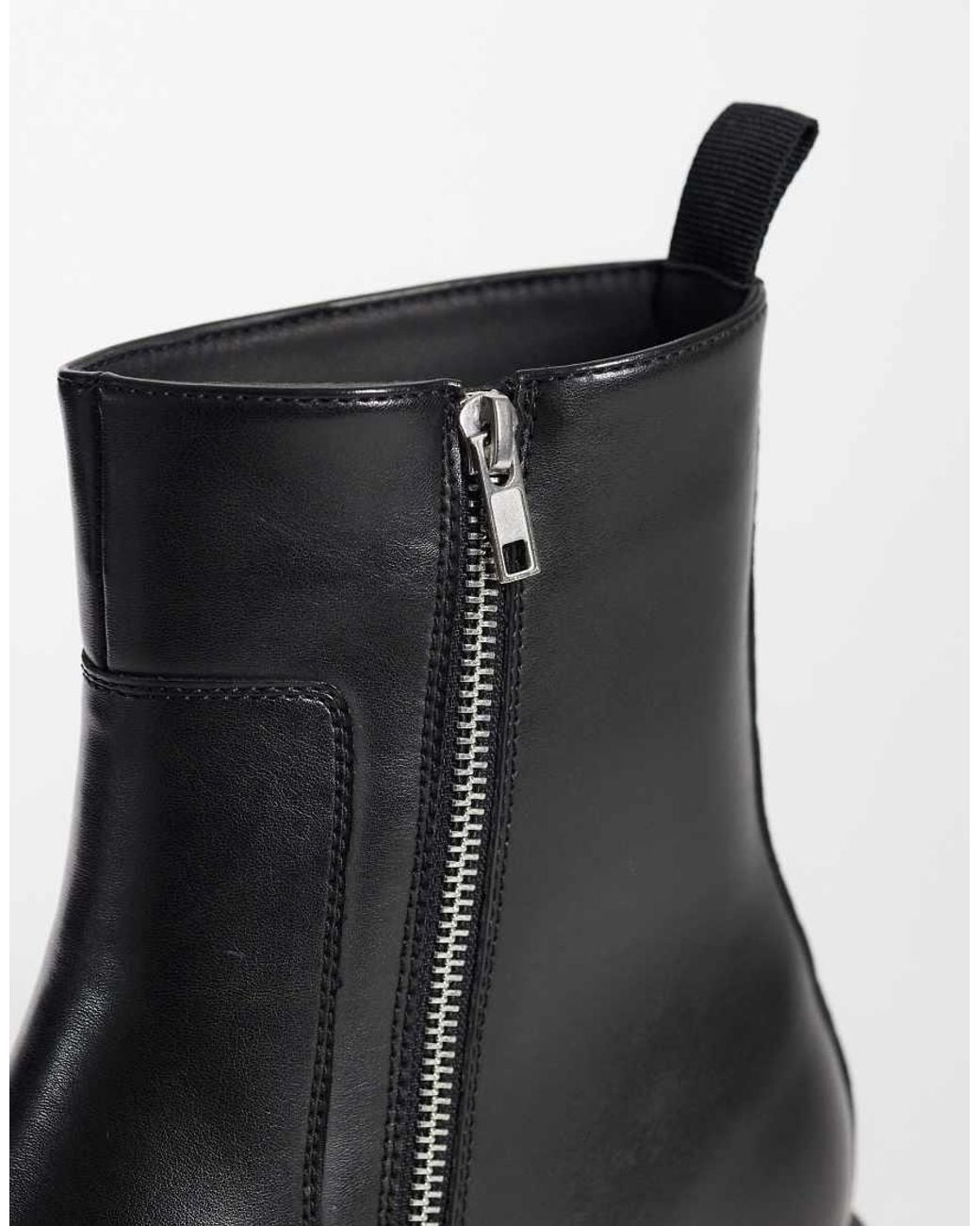 ASOS Black Zip Up Boots With Seam Detail for men