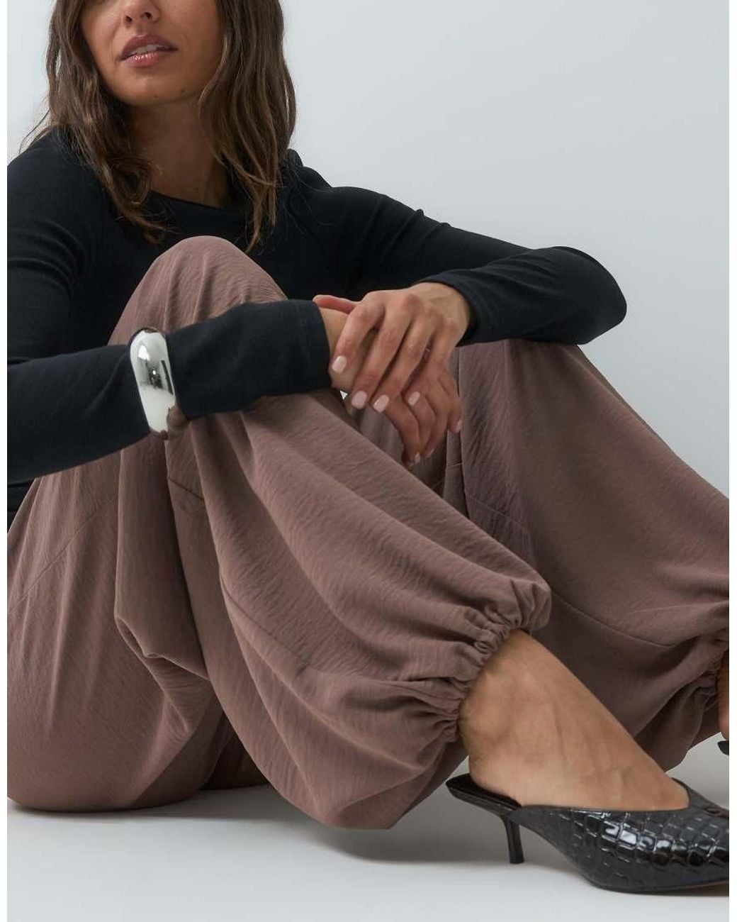 Miss Selfridge Brown Tailored Baggy Balloon Trouser