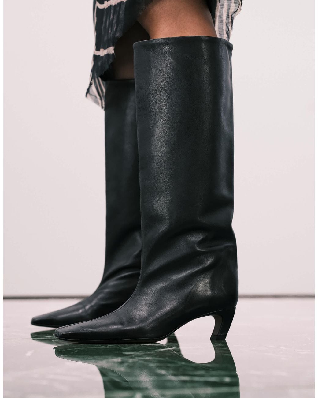 ASOS Black Candace Premium Pull On Chisel Toe Knee Boots