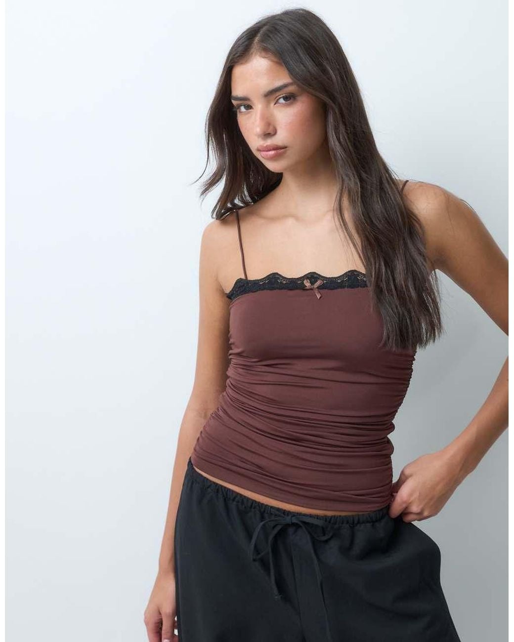 ASOS Purple Slinky Ruched Side Cami