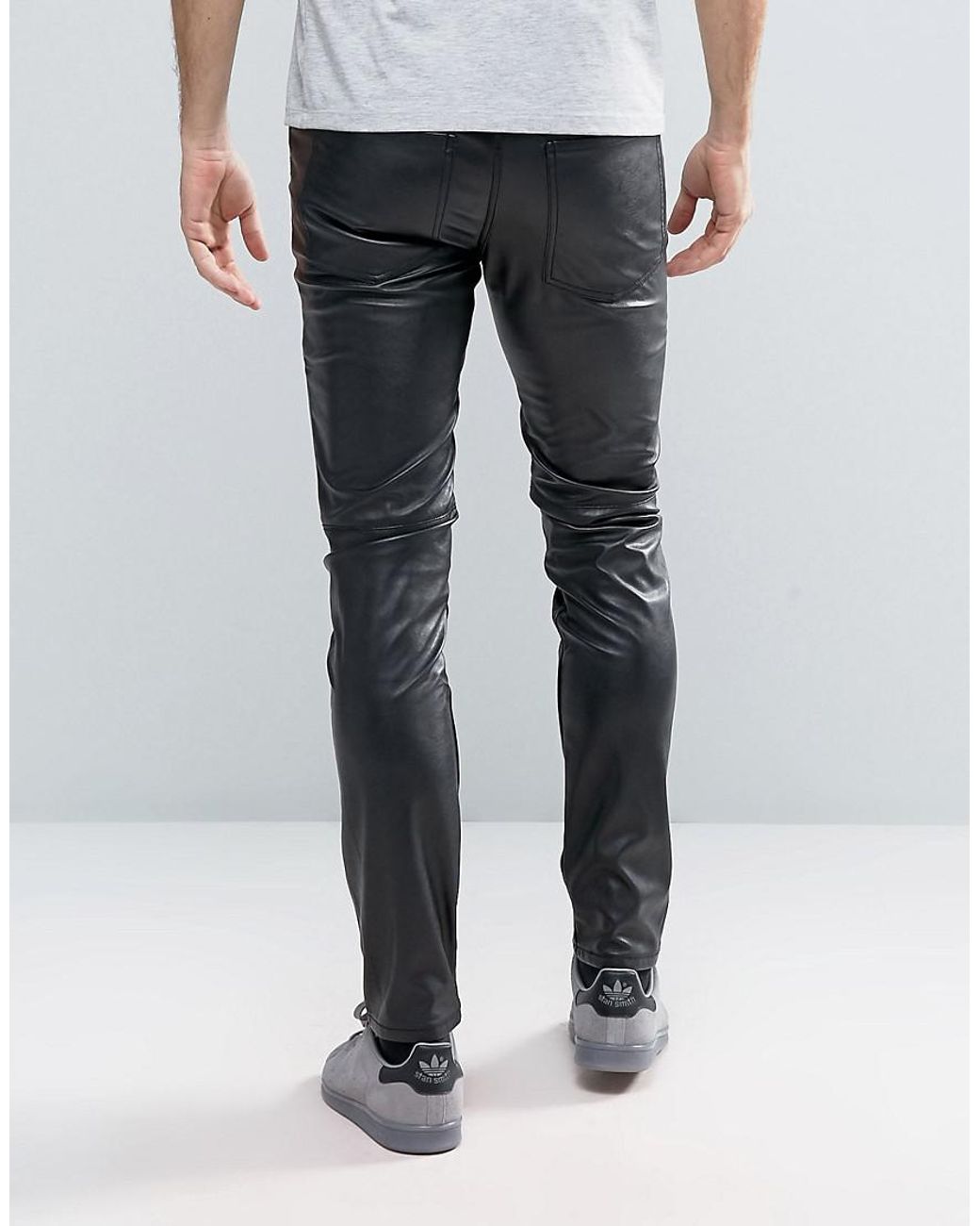 Cheap Monday Skinny Leather Jeans in Black Men | Lyst