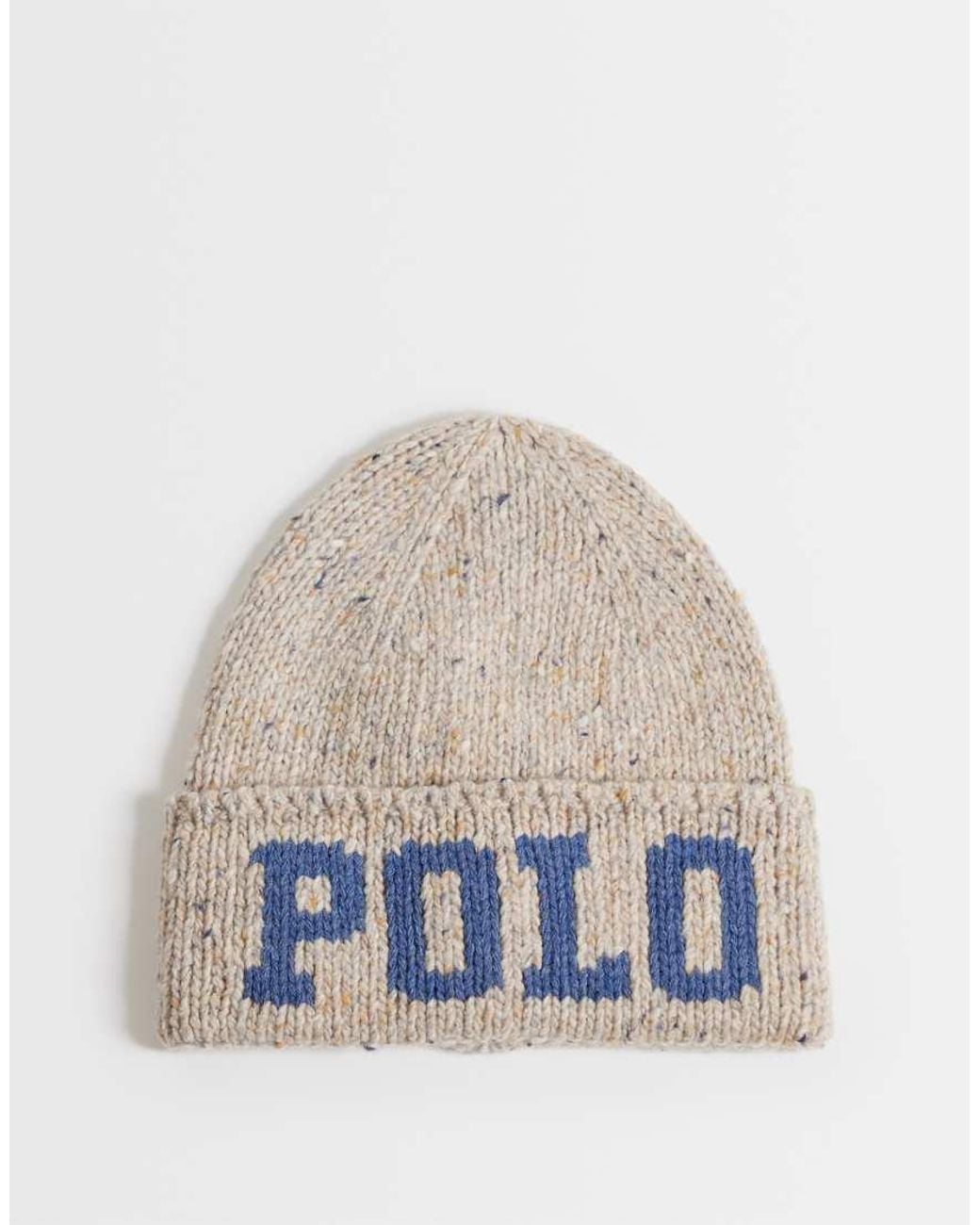 Polo Ralph Lauren Gray Large Polo Logo Knit Beanie for men