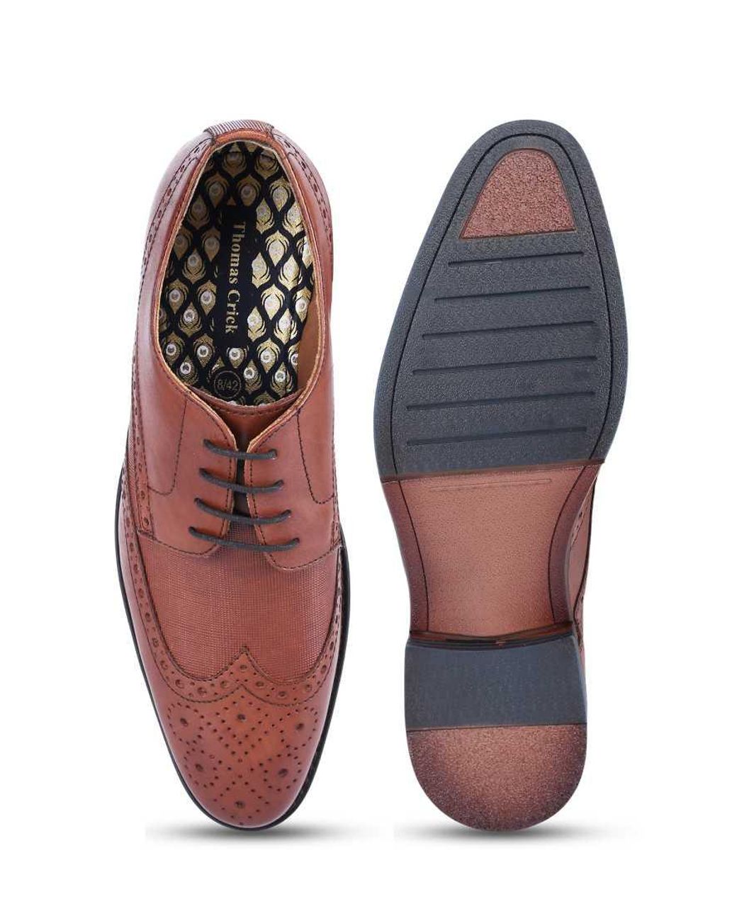 Thomas Crick Brown Archer Leather Lace-Up Brogue Derby Shoes for men
