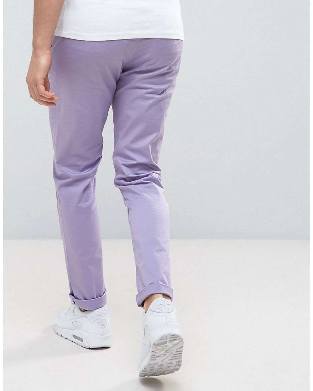 ASOS Cotton Slim Chinos In Light Purple 