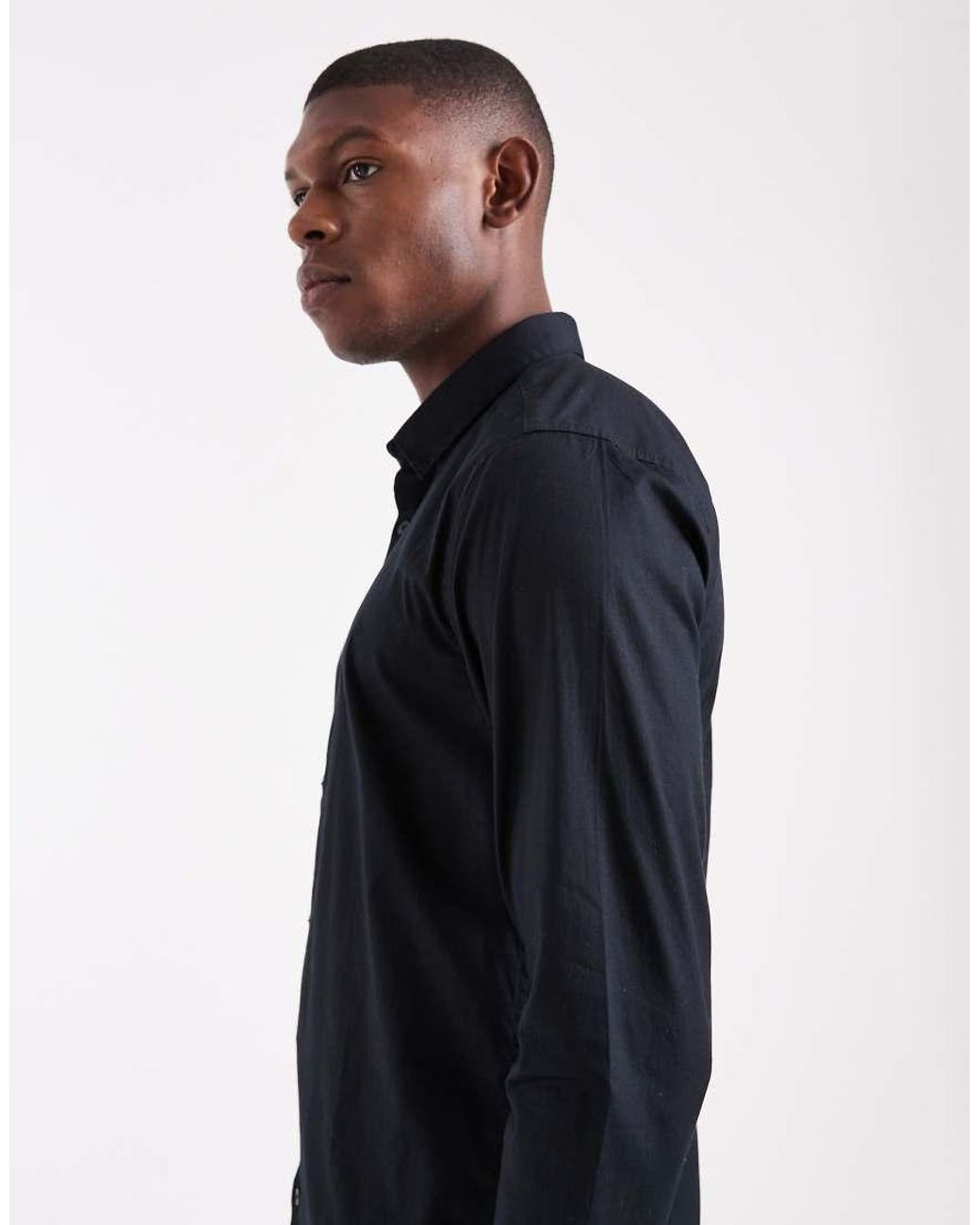 Only & Sons Blue Slim Fit Stretch Poplin Shirt for men