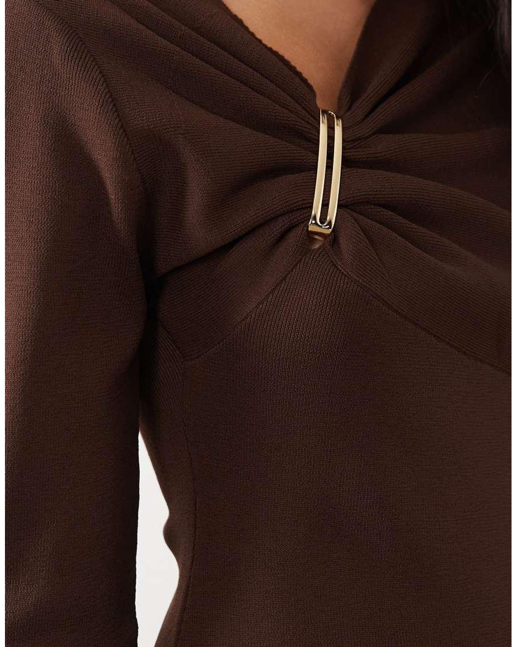 ASOS Natural Knitted Compact Knot Detail Mini Dress