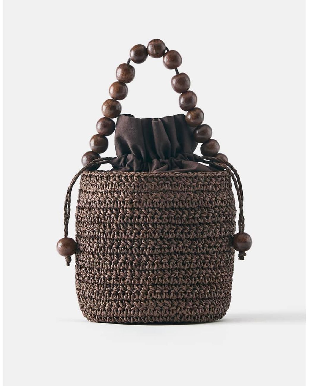 Pull&Bear Black Beaded Mini Bucket Bag