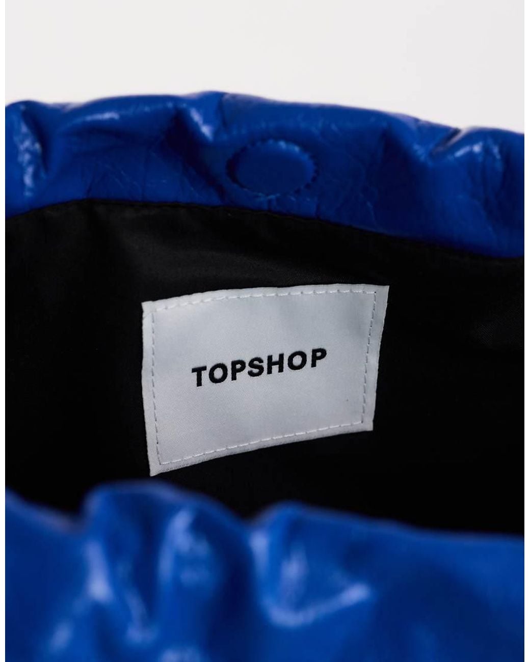 TOPSHOP Blue Chloe Oversized Ruched Pouch Clutch Bag