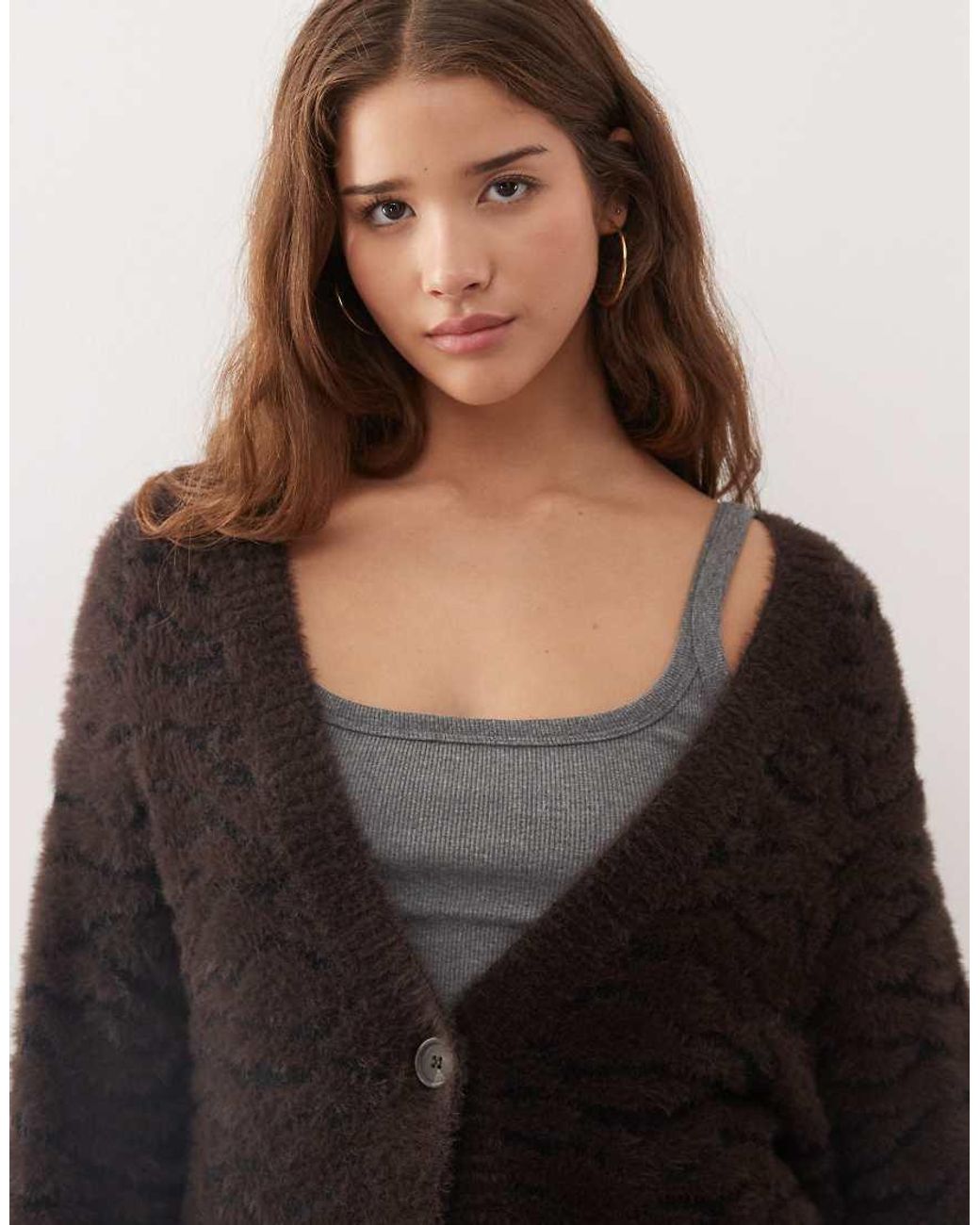 Monki Black Jacquard Knitted Cardigan