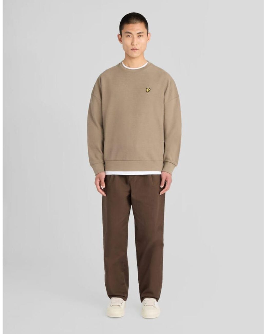 Lyle & Scott Natural Mid Layers Geo Rib Crewneck Sweatshirt for men