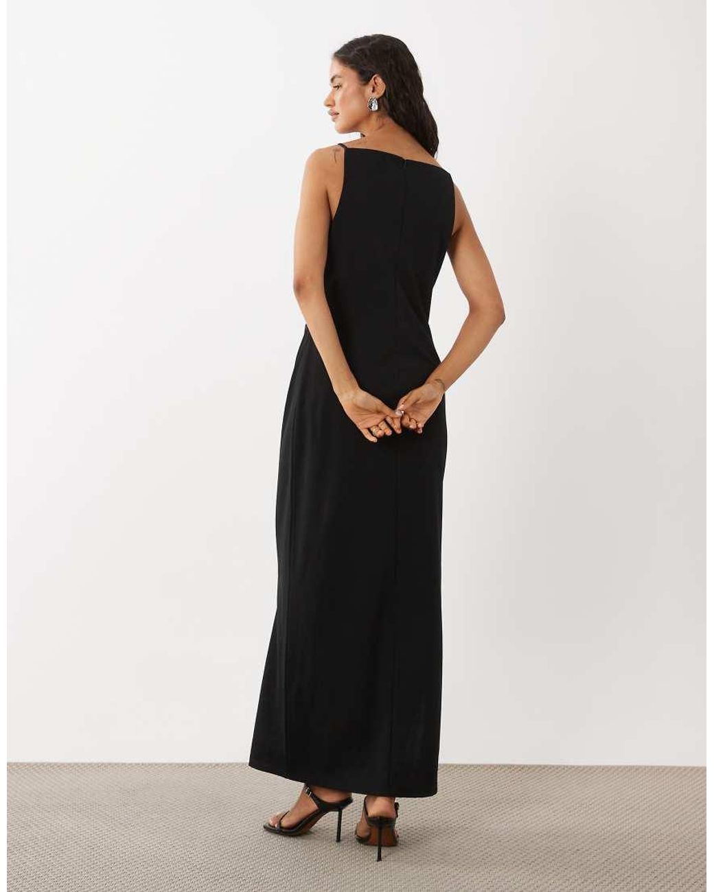 Aware White Sleeveless Boat Neck Maxi Dress