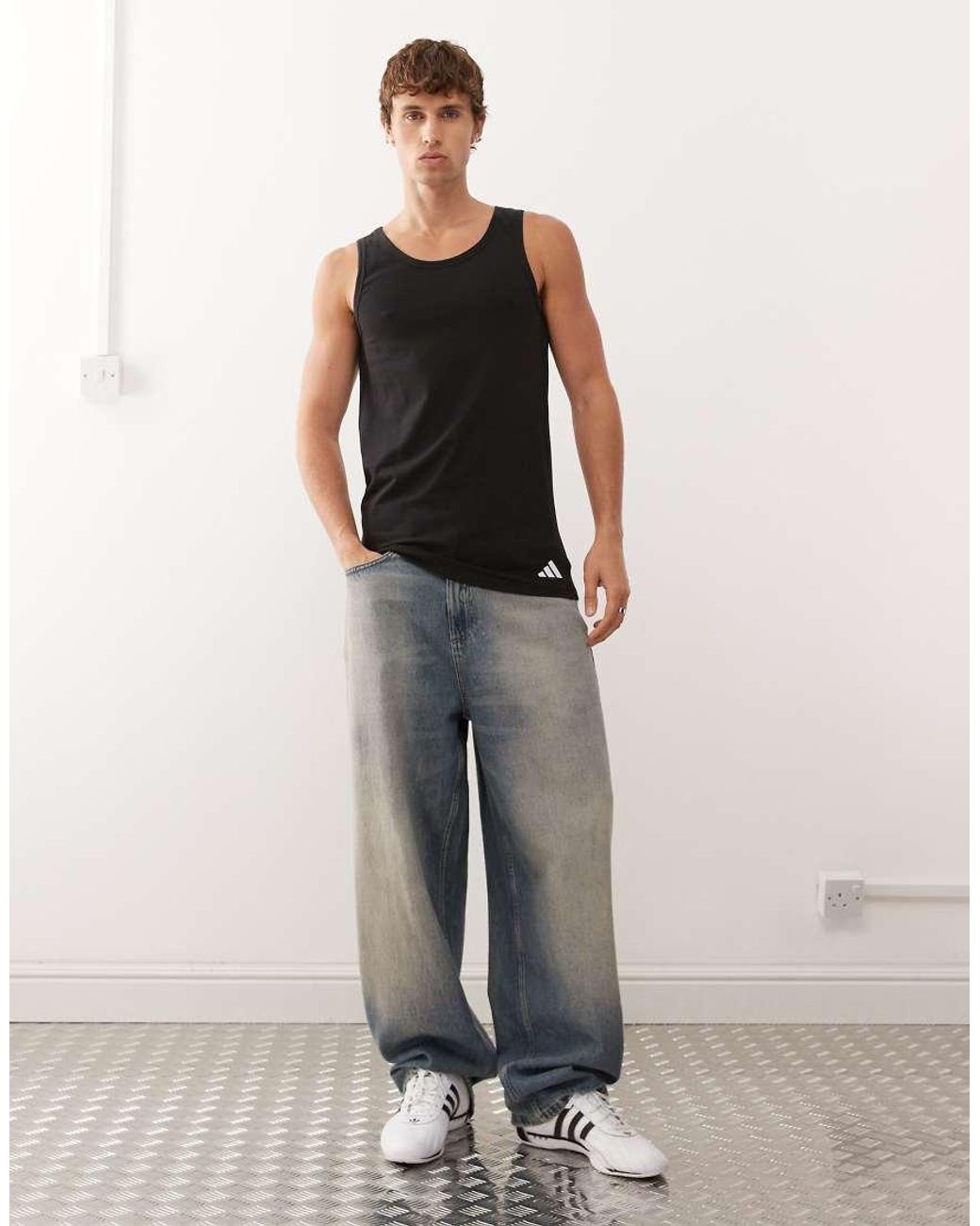 Adidas Black 2 Pack Active Core Cotton Tank Tops for men