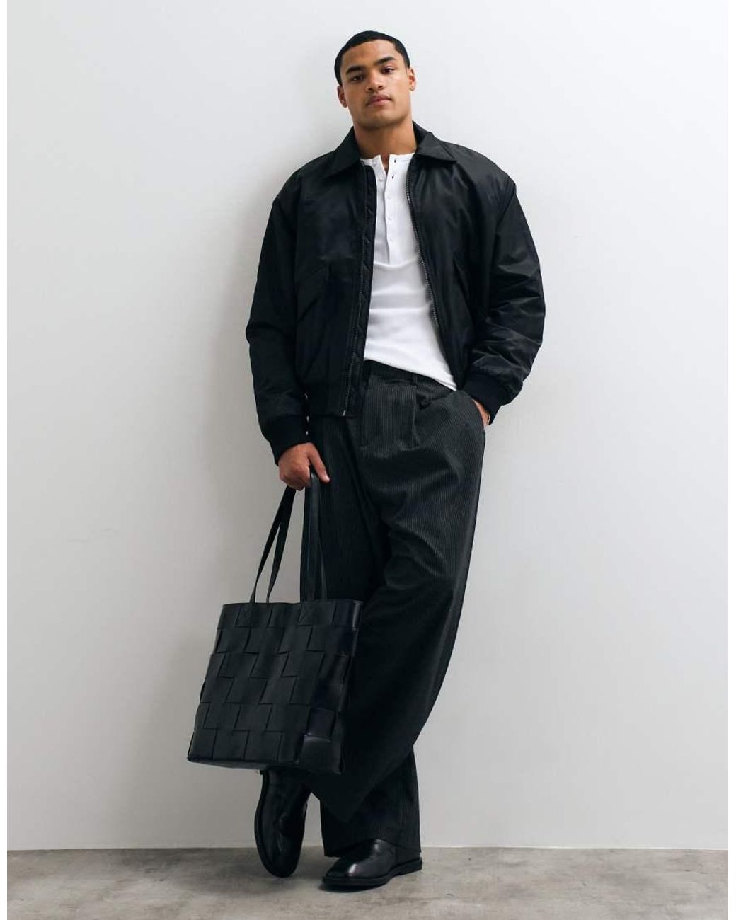 Cotton On Black Military Bomber Jacket for men
