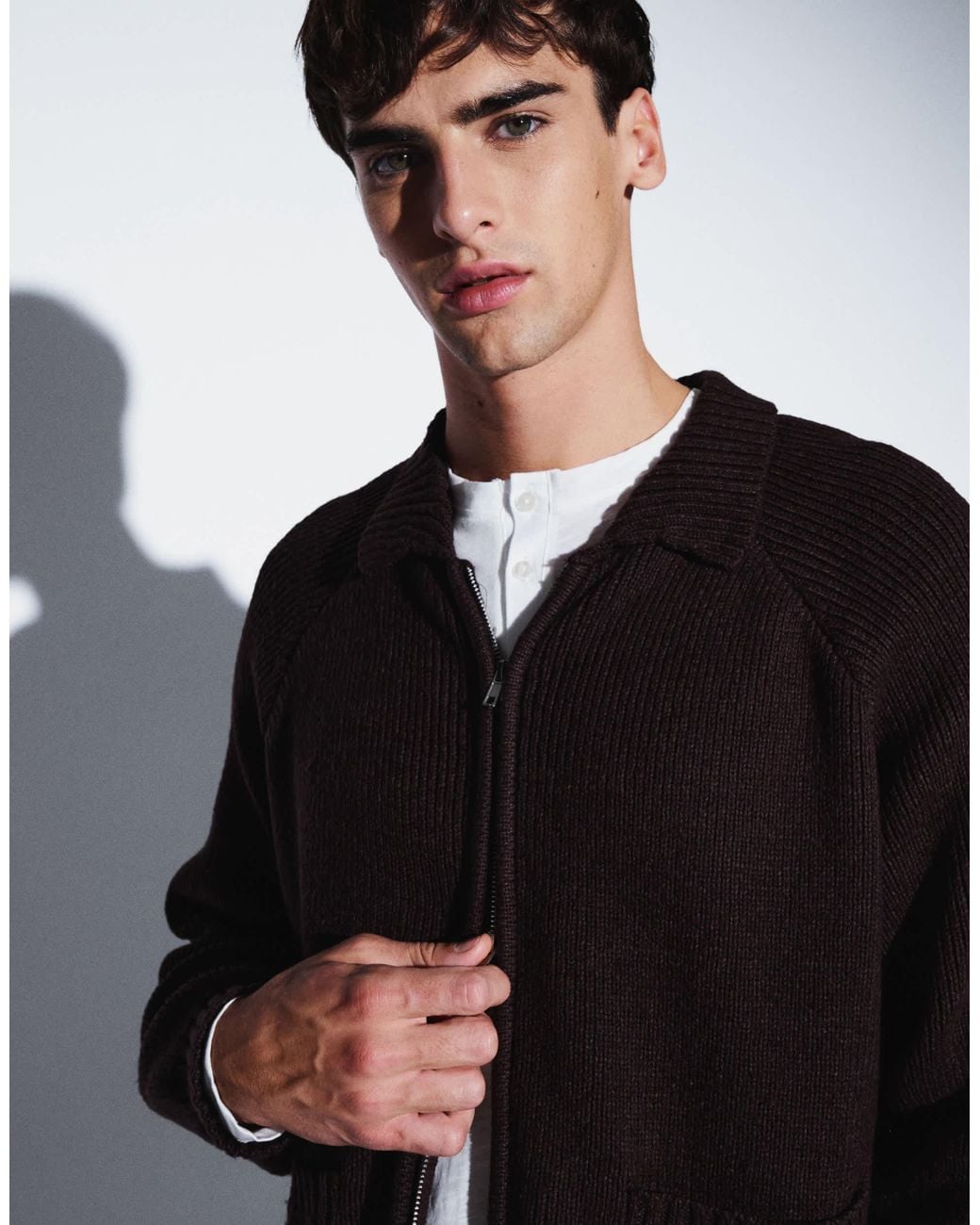 Cotton On Black Zip Through Knitted Bomber for men