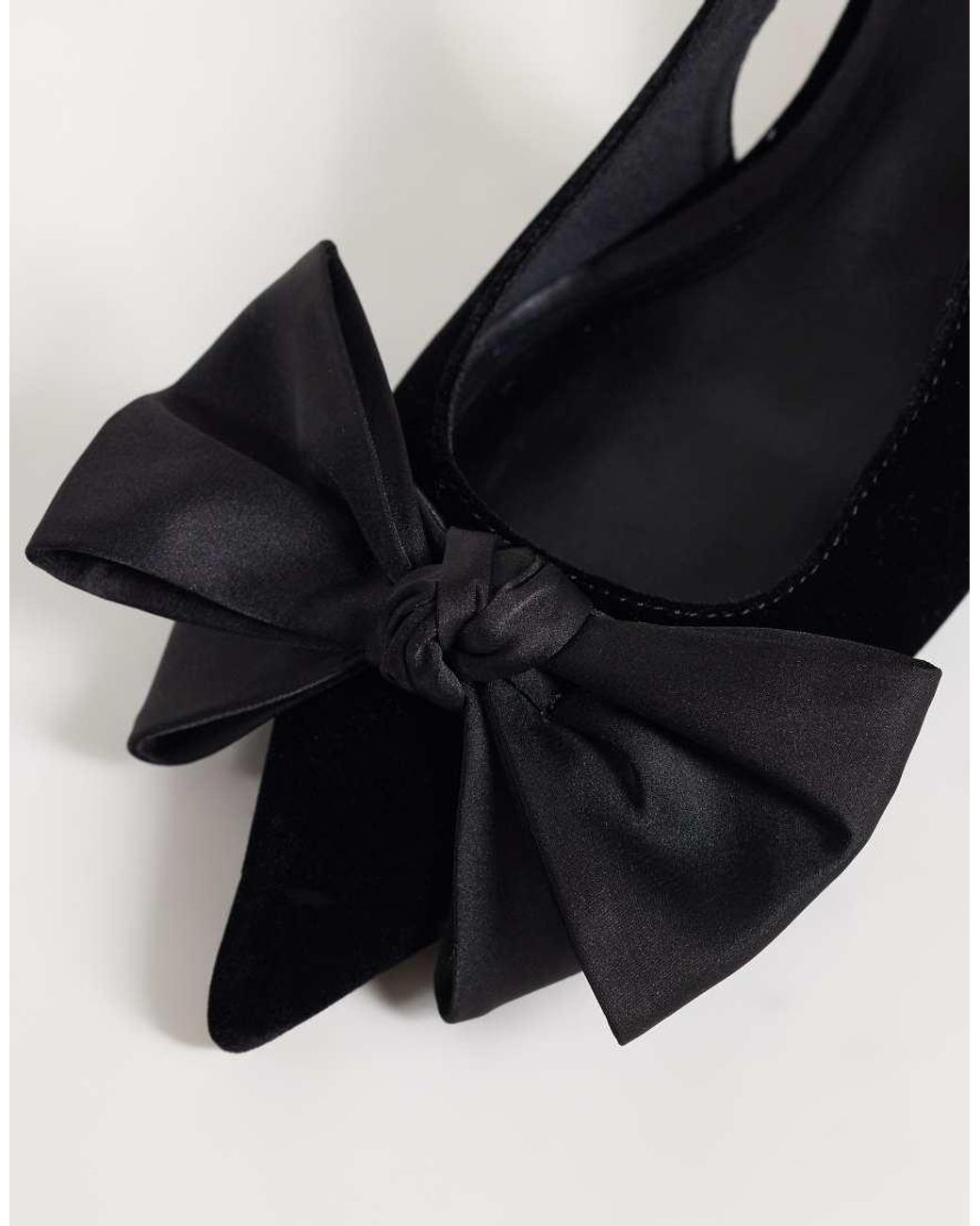 ASOS Black Stardust Bow Detail Slingback Kitten Heels