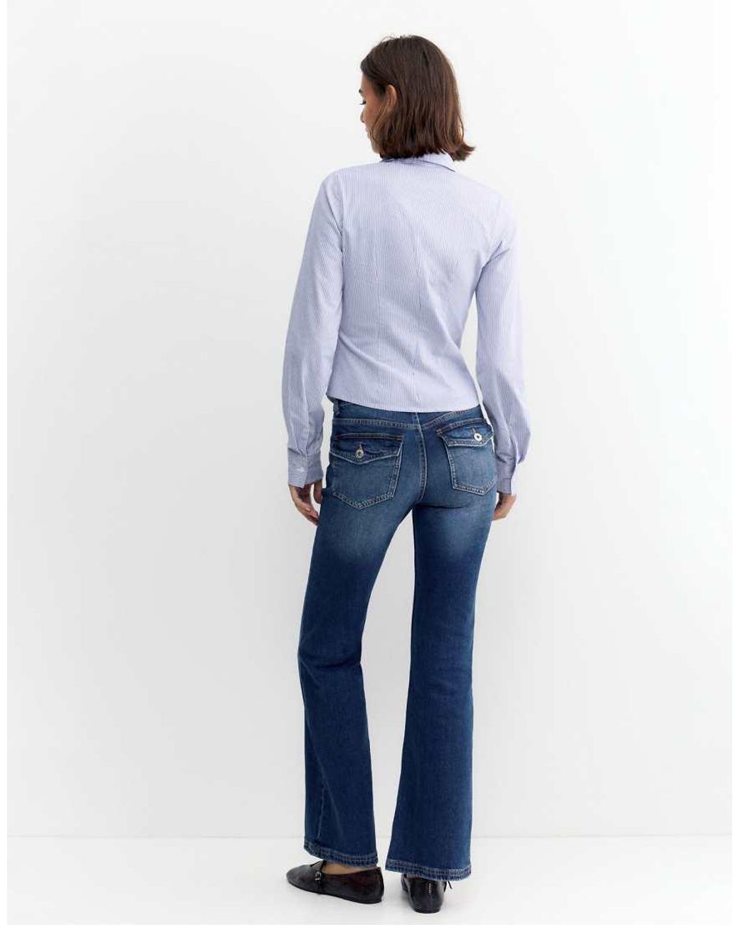 Pull&Bear White Fitted Wide-Cuff Shirt