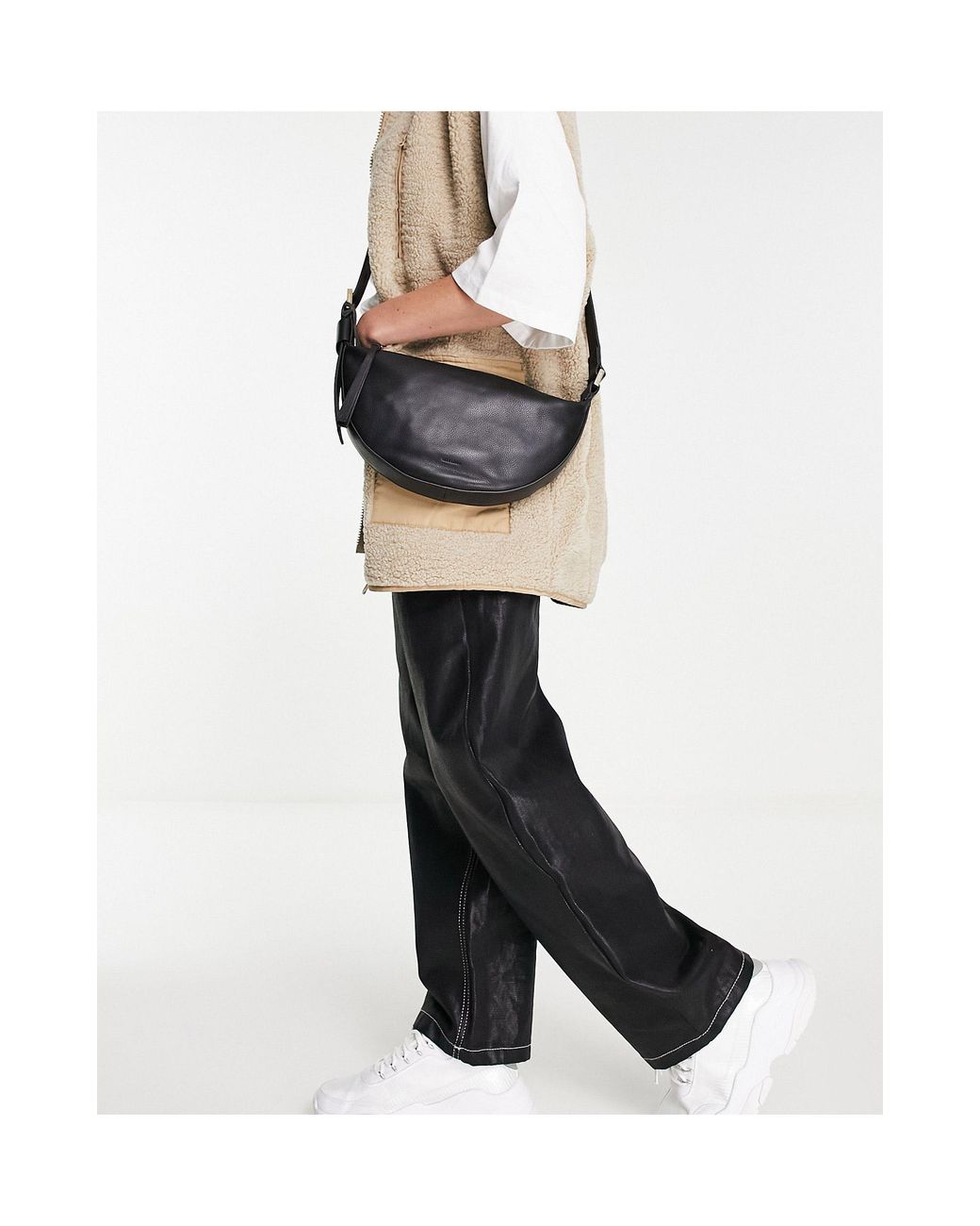Leather half moon crossbody bag online