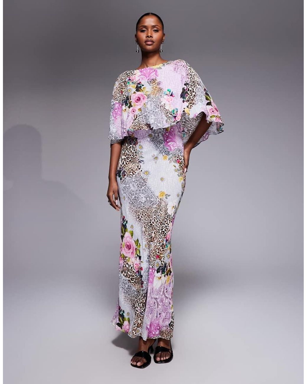 AFRM Purple Izel Maxi Dress With Cape Detail