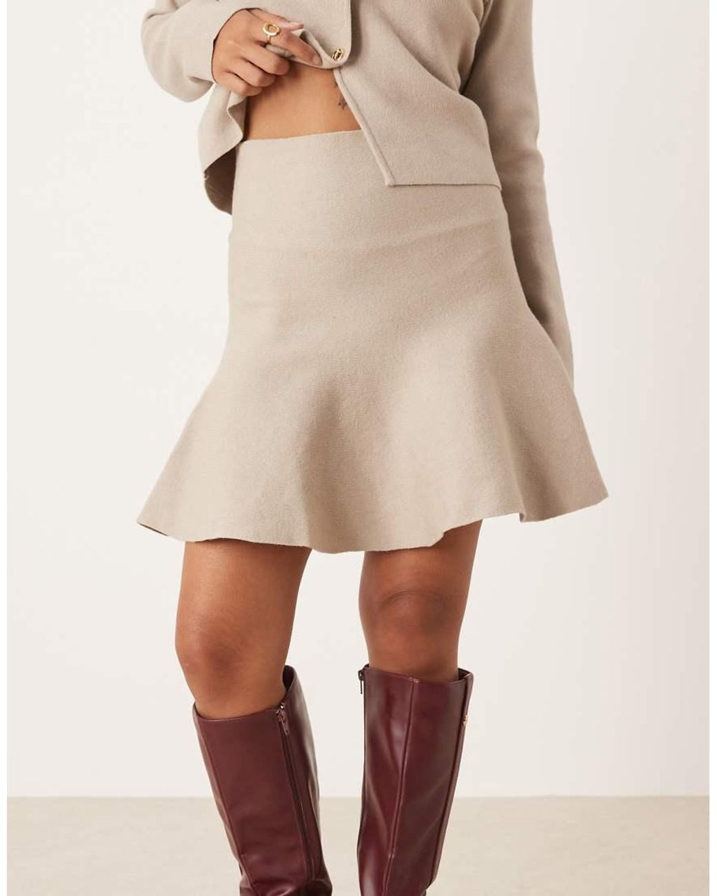 Vila Natural Structured Knit Mini Skirt Co-Ord