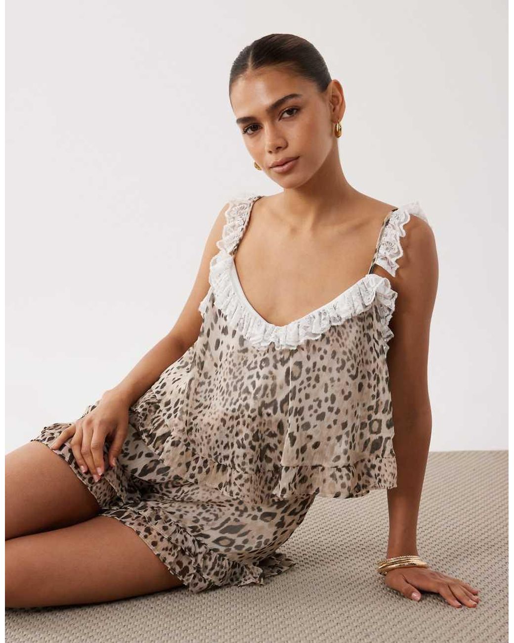 Miss Selfridge White Lace Trim Playsuit