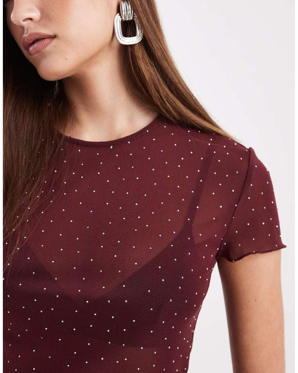 ASOS Textured Mesh Hotfix Lettuce Hem Baby Tee