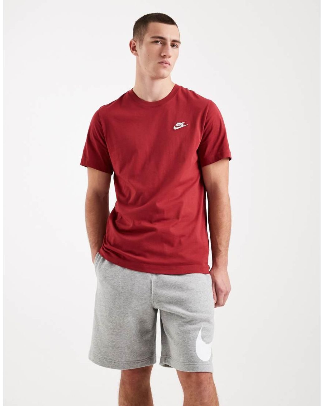 Nike Red Club Fleece Shorts With Large Logo for men