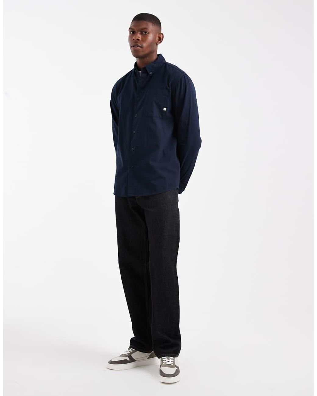 Farah Blue Netherton Long Sleeve Corduroy Shirt for men