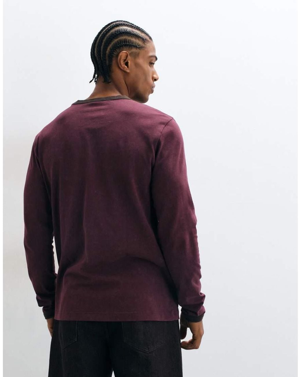 ASOS Purple Long Sleeve Ringer T-Shirt for men