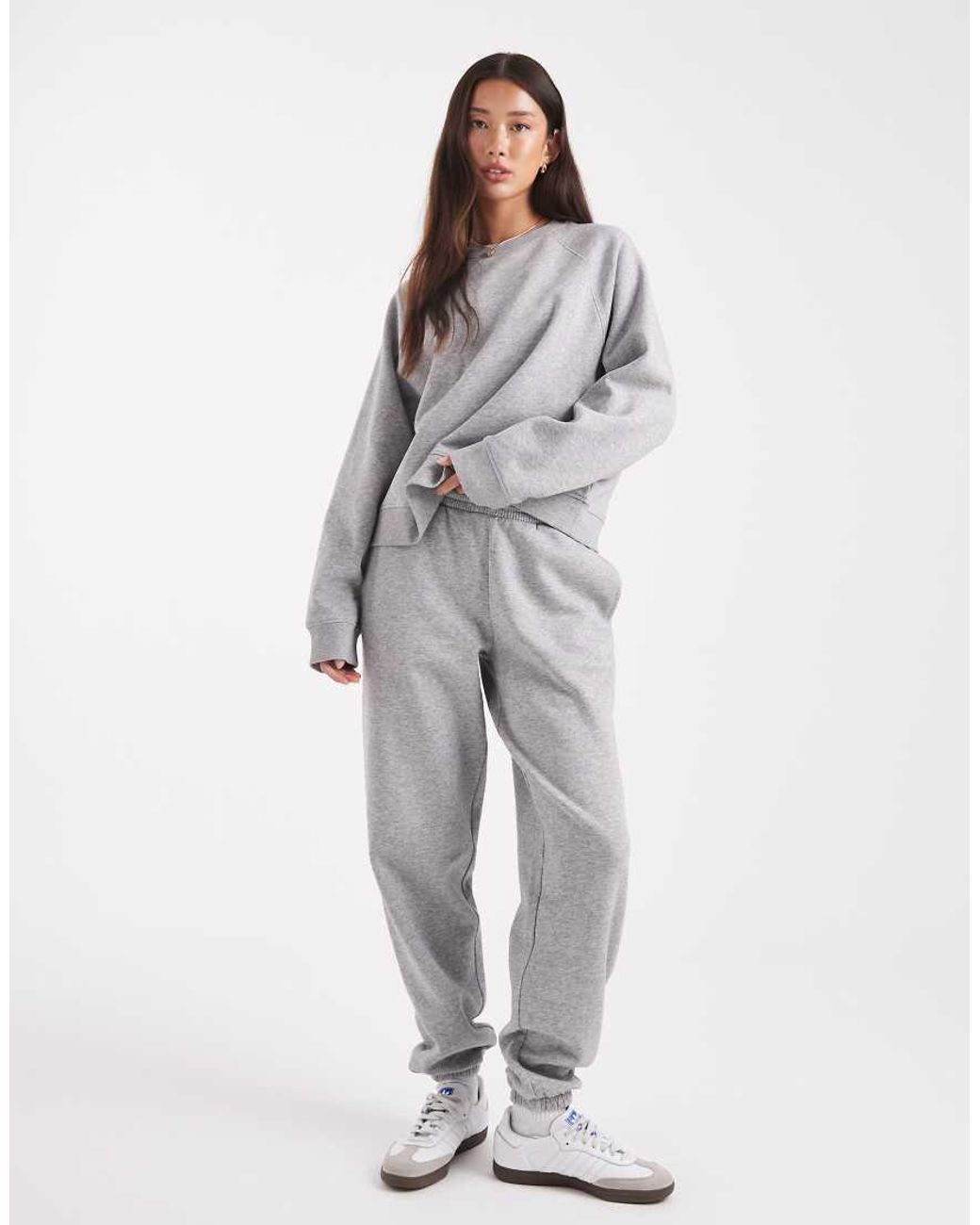 ASOS Gray Oversized Brushback Sweatshirt With Raglan Detail