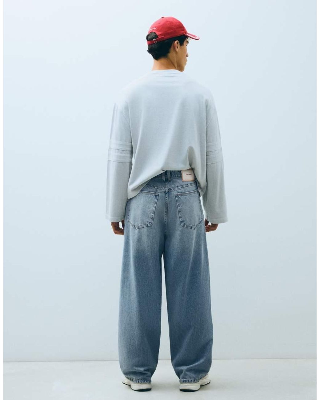 Bershka Blue Tall Super Baggy Jeans for men
