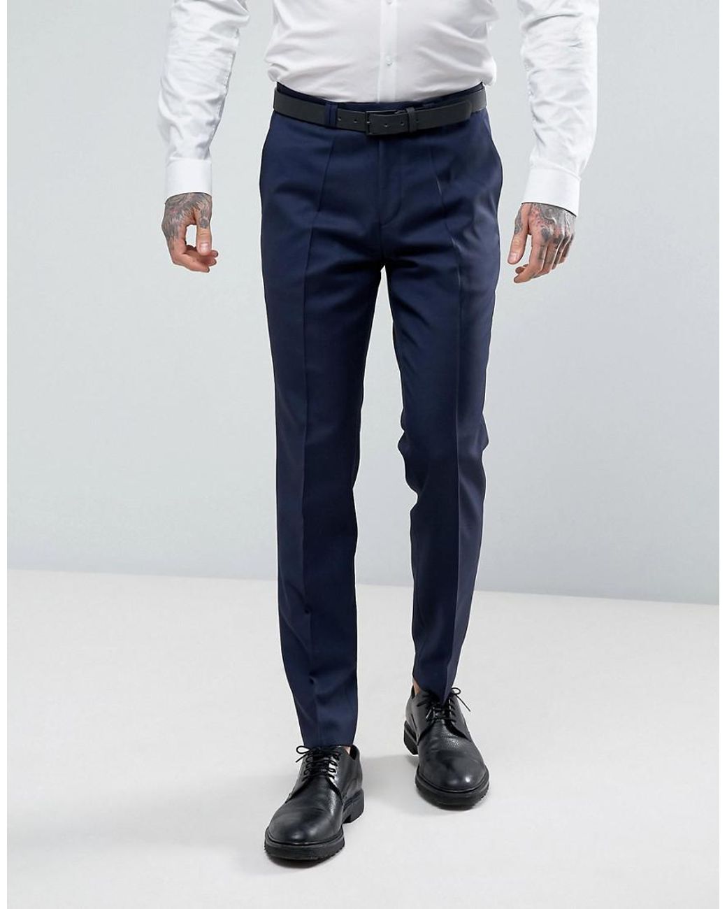 HUGO By Boss Hesten Extra Slim Fit Wool Twill Suit Pants in Blue for ...