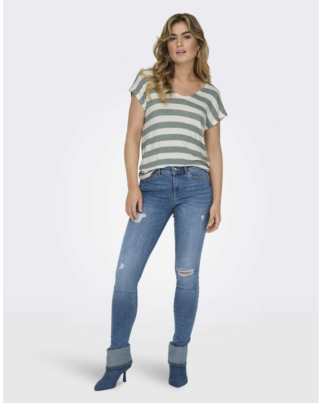 Top - -de-gris ONLY en coloris Blue