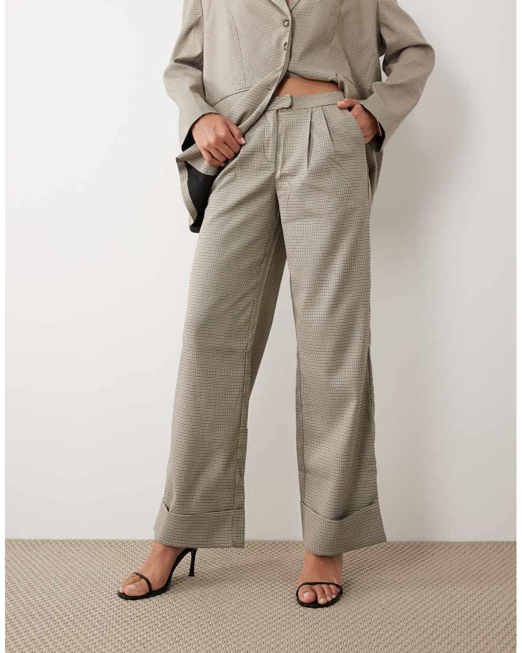 Kaiia Gray Exclusive Oversized Tailored Wide Leg Cuffed Trousers Co-Ord