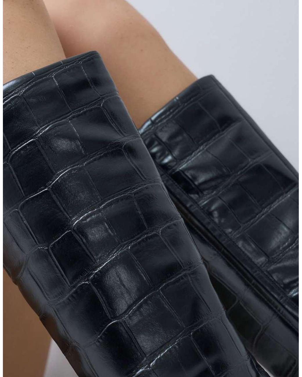 ASOS Black Claribel Heeled Pull On Knee Boots