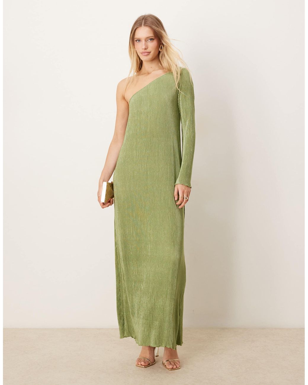One Shoulder Green Maxi Dress Reiss Charly One Shoulder Maxi Dress, Light  Green