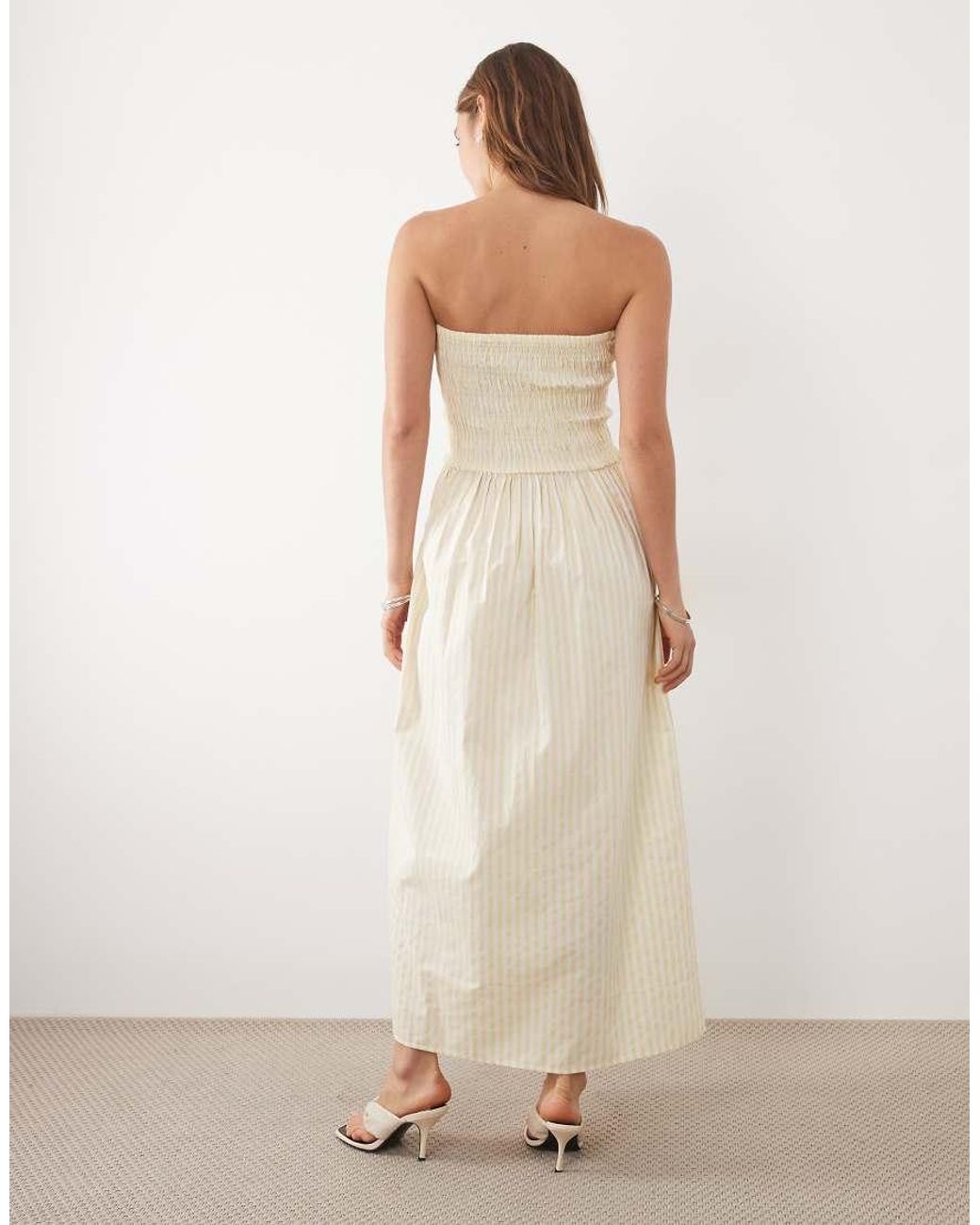 New Look Natural Shirred Bandeau Midi Dress