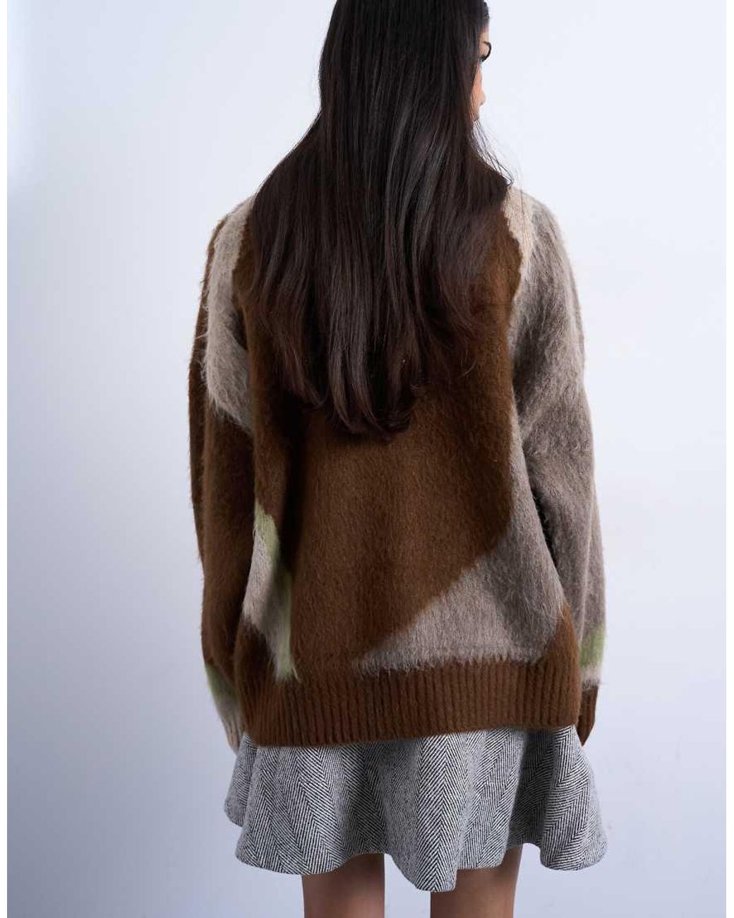 TOPSHOP White Knit Blurred Floral Sweater
