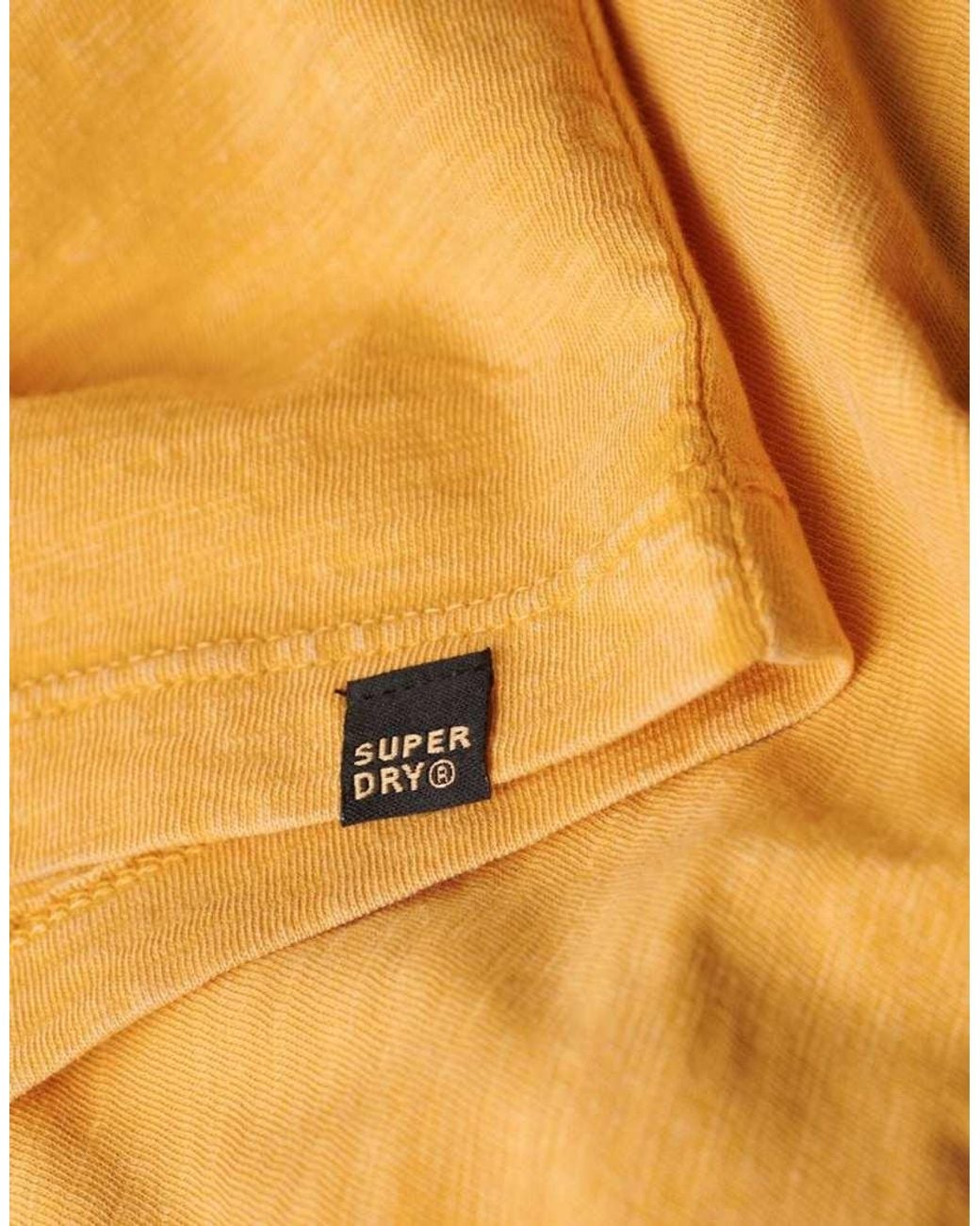 Superdry Yellow V-Neck Slub Short Sleeve T-Shirt for men