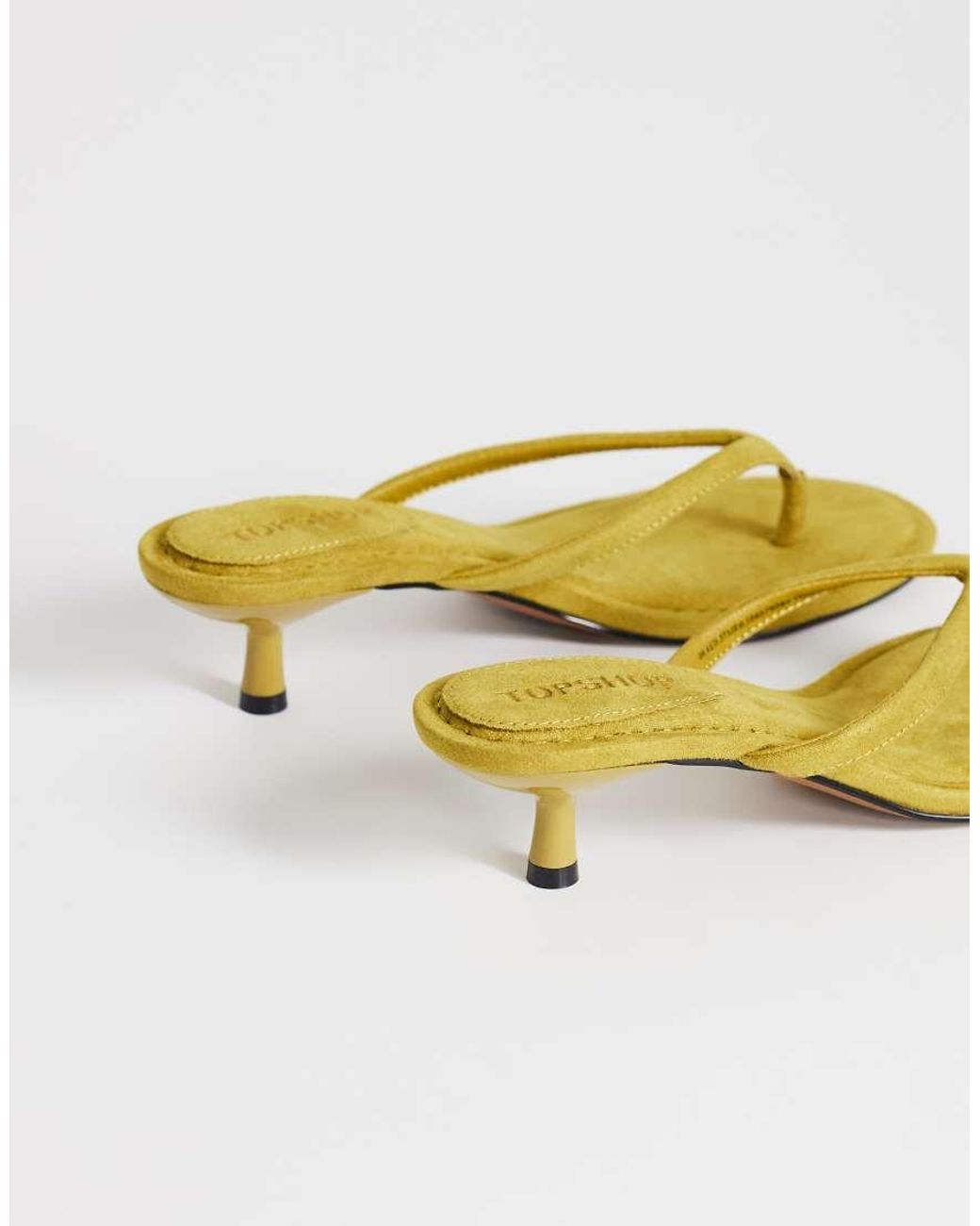 TOPSHOP Yellow Axel Toe Thong Mid Heel Sandal