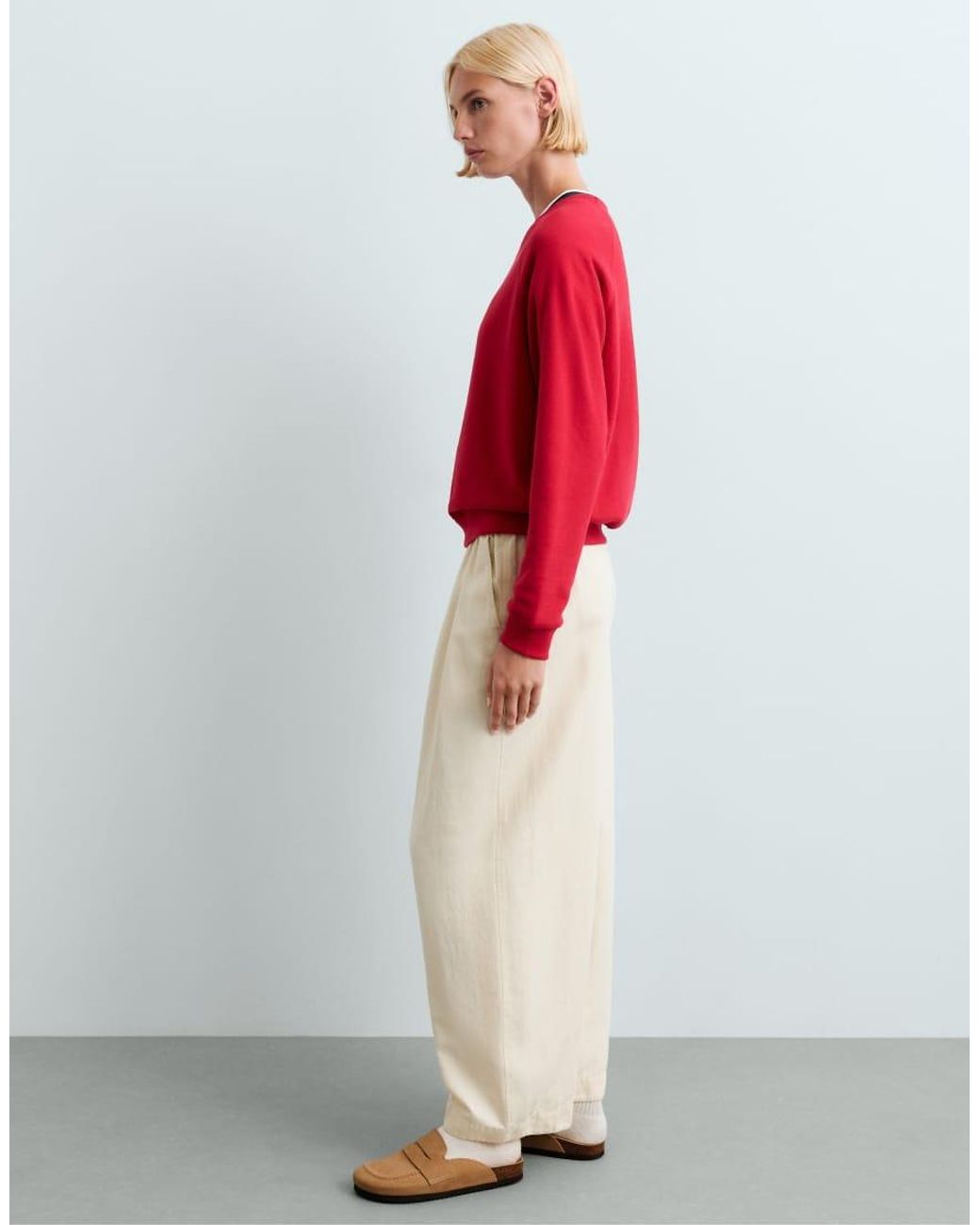 Oysho Red Marl Cotton-Blend Fleece Crew-Neck Sweatshirt