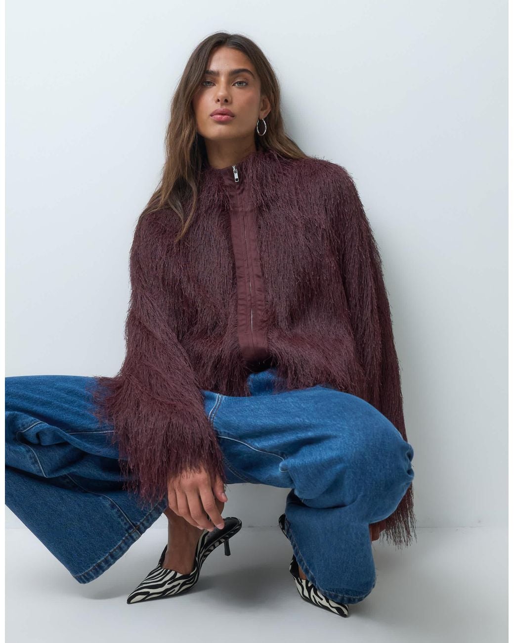 ASOS Purple Fluffy Bomber Jacket
